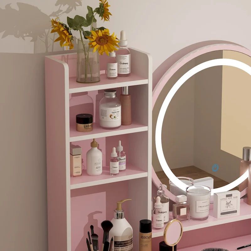 Coiffeuse 31,5 W avec tabouret et miroir lumineux LED