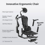 Chaise de Bureau Ergonomique, Support Lombaire Auto-Adaptatif et Accoudoirs à Liaison 3D, Noir - 78*70*125