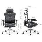 Chaise de Bureau Ergonomique, Support Lombaire Auto-Adaptatif et Accoudoirs à Liaison 3D, Noir - 78*70*125