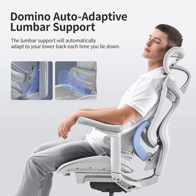 Chaise de Bureau Ergonomique, Support Lombaire Auto-Adaptatif et Accoudoirs à Liaison 3D, Noir - 78*70*125