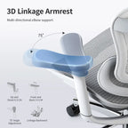 Chaise de Bureau Ergonomique, Support Lombaire Auto-Adaptatif et Accoudoirs à Liaison 3D, Noir - 78*70*125