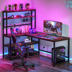 Bureau d'angle en L réversible avec chargeur sans fil et 9 étagères de rangement pour bureau à domicile