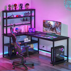 Bureau d'angle en L réversible avec chargeur sans fil et 9 étagères de rangement pour bureau à domicile