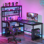 Bureau d'angle en L réversible avec chargeur sans fil et 9 étagères de rangement pour bureau à domicile