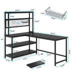 Bureau d'angle en L réversible avec chargeur sans fil et 9 étagères de rangement pour bureau à domicile