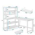 Bureau d'angle en L réversible avec chargeur sans fil et 9 étagères de rangement pour bureau à domicile