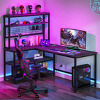 Bureau d'angle en L réversible avec chargeur sans fil et 9 étagères de rangement pour bureau à domicile