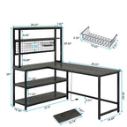Bureau d'angle en L réversible avec chargeur sans fil et 9 étagères de rangement pour bureau à domicile