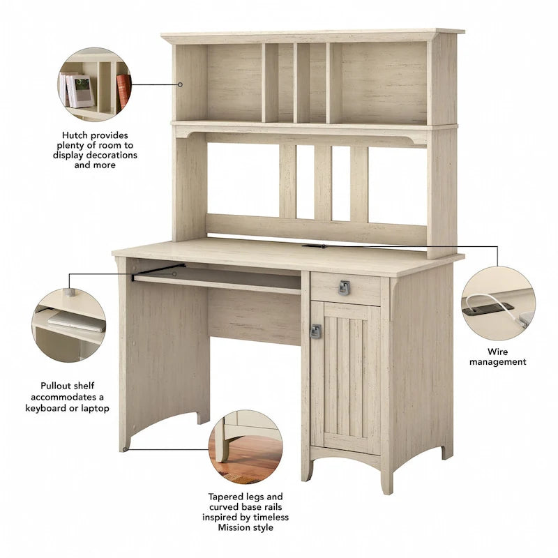 Petit bureau d'ordinateur avec étagère de rangement sur le dessus