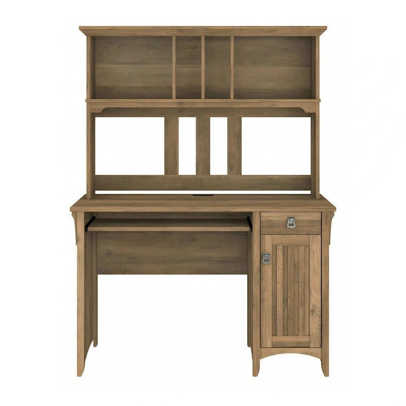 Petit bureau d'ordinateur avec étagère de rangement sur le dessus