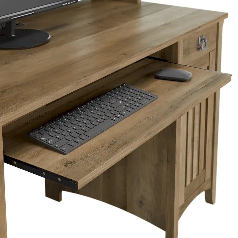 Petit bureau d'ordinateur avec étagère de rangement sur le dessus