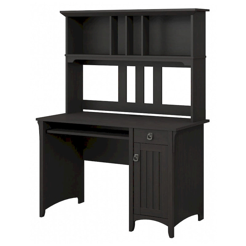 Petit bureau d'ordinateur avec étagère de rangement sur le dessus