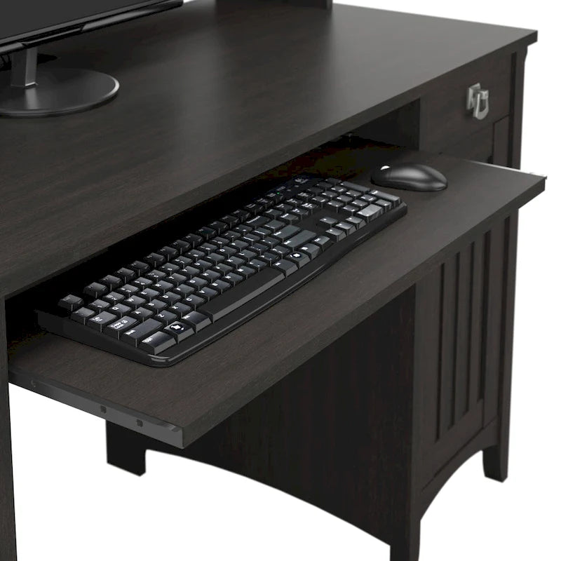 Petit bureau d'ordinateur avec étagère de rangement sur le dessus