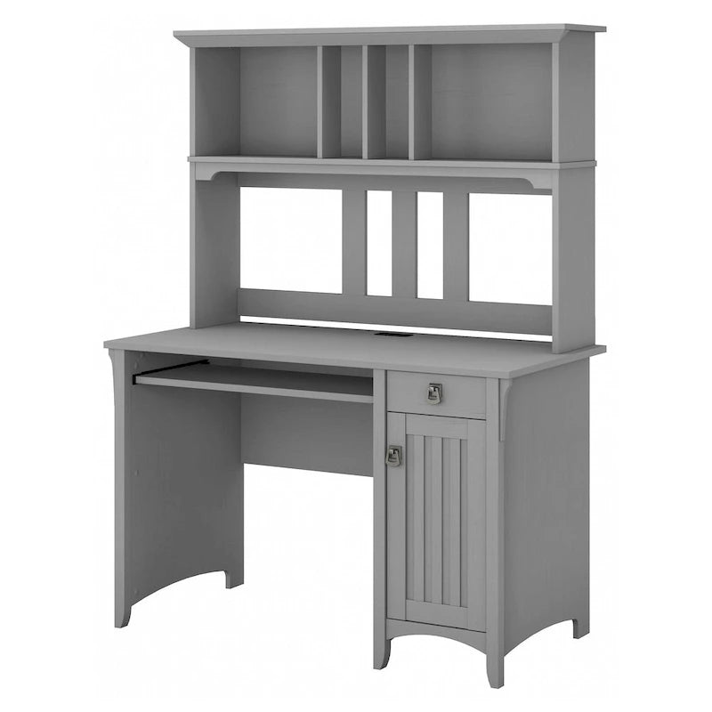 Petit bureau d'ordinateur avec étagère de rangement sur le dessus
