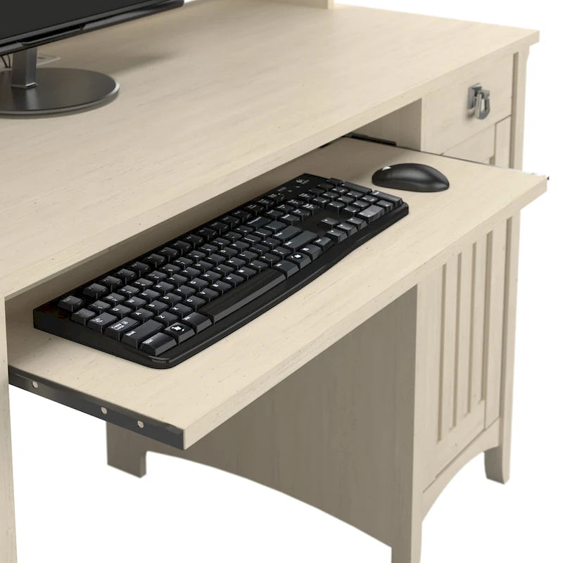 Petit bureau d'ordinateur avec étagère de rangement sur le dessus