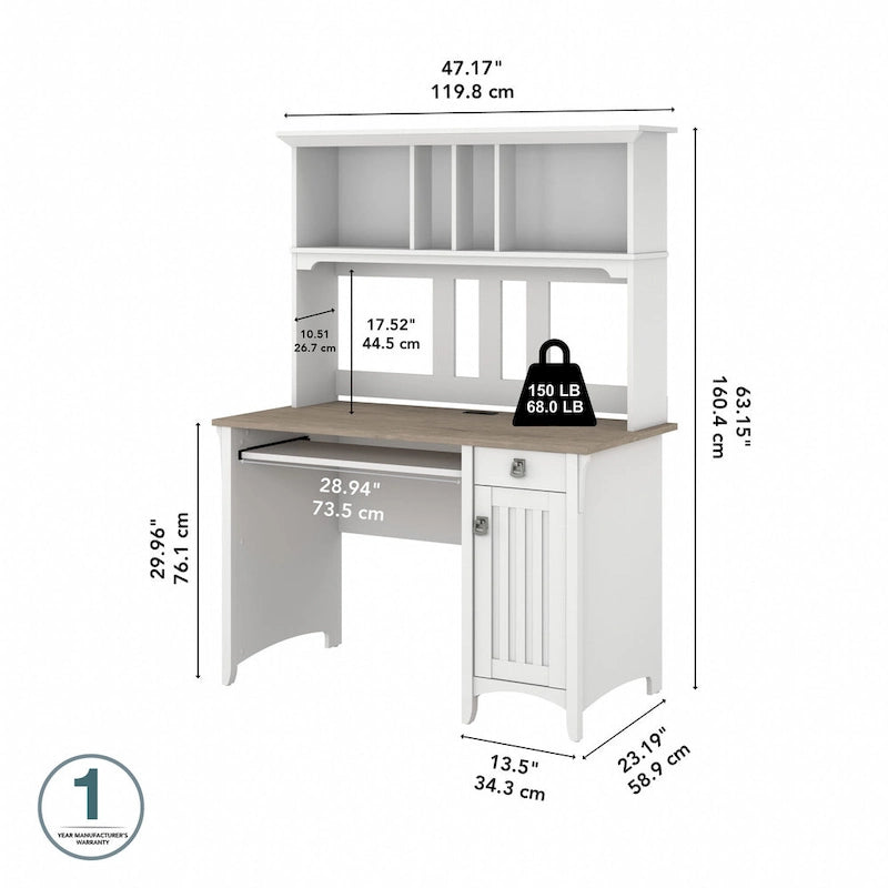 Petit bureau d'ordinateur avec étagère de rangement sur le dessus