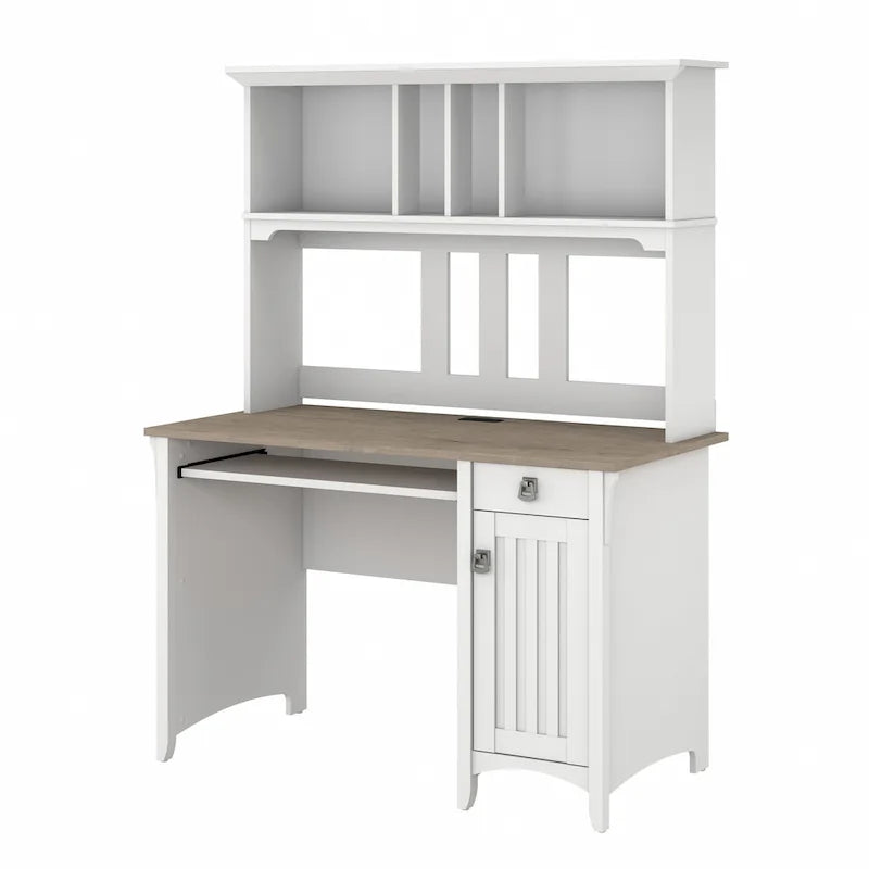 Petit bureau d'ordinateur avec étagère de rangement sur le dessus