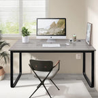 Modern Black Meatal Computer Office Desk Personal With Storage shelves
