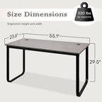 Bureau d'ordinateur moderne en métal noir avec étagères de rangement pour usage personnel