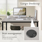 Bureau d'ordinateur moderne en métal noir avec étagères de rangement pour usage personnel