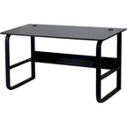Bureau d'ordinateur moderne en métal noir avec étagères de rangement pour usage personnel