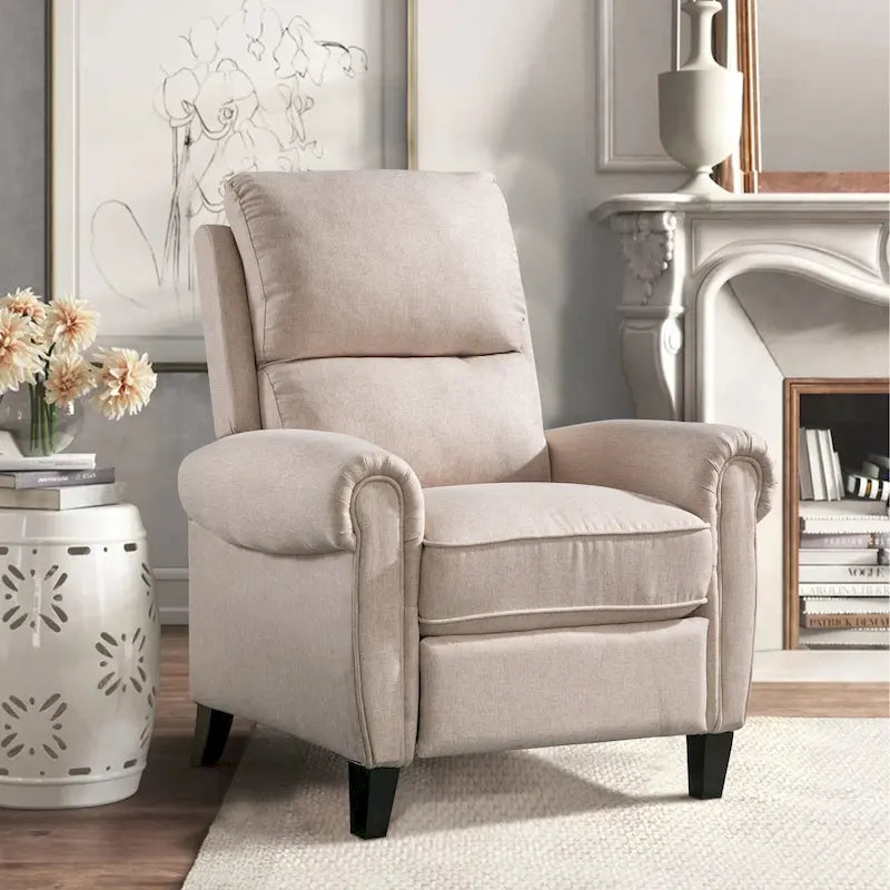 Fauteuil inclinable à dossier basculant, revêtu de chenille, avec repose-pieds fixe