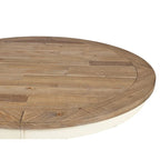 Table à manger ronde en bois, bicolore blanc antique et chêne vieilli