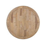 Table à manger ronde en bois, bicolore blanc antique et chêne vieilli
