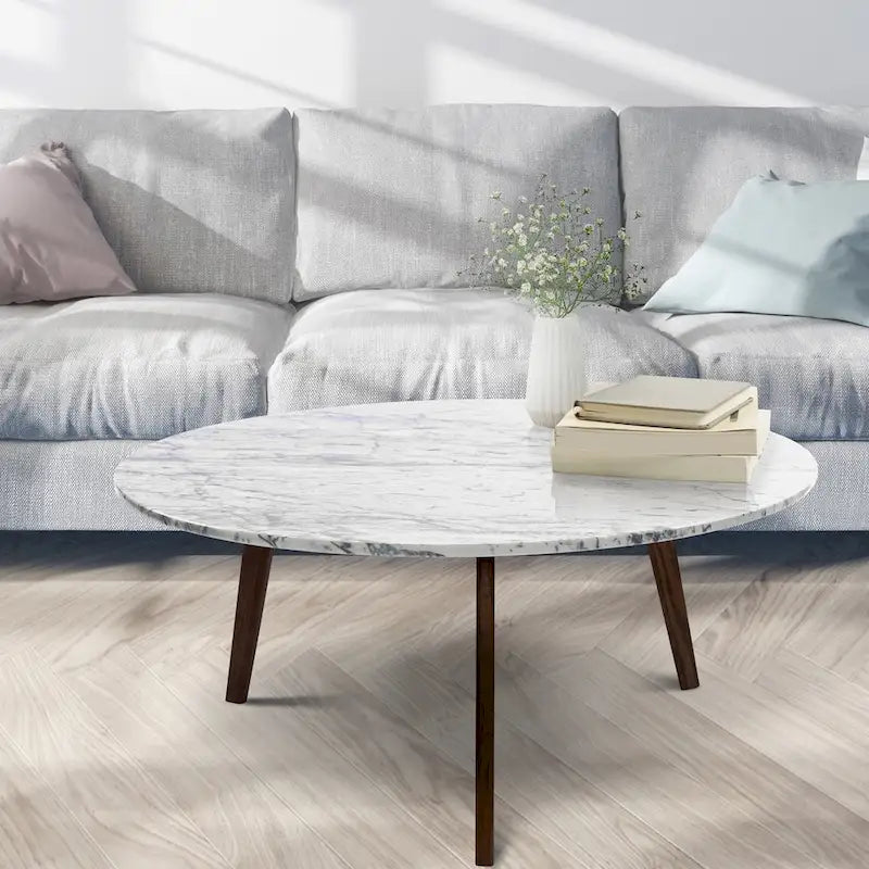 Table basse en marbre italien blanc de Carrare