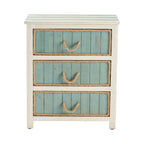 Commode d'appoint en bois de sapin vieilli bleu et blanc Shore - 23,5x13x28