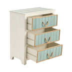 Commode d'appoint en bois de sapin vieilli bleu et blanc Shore - 23,5x13x28