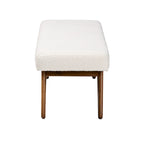 Banc Rika Japandi en tissu bouclé crème et bois de noyer marron