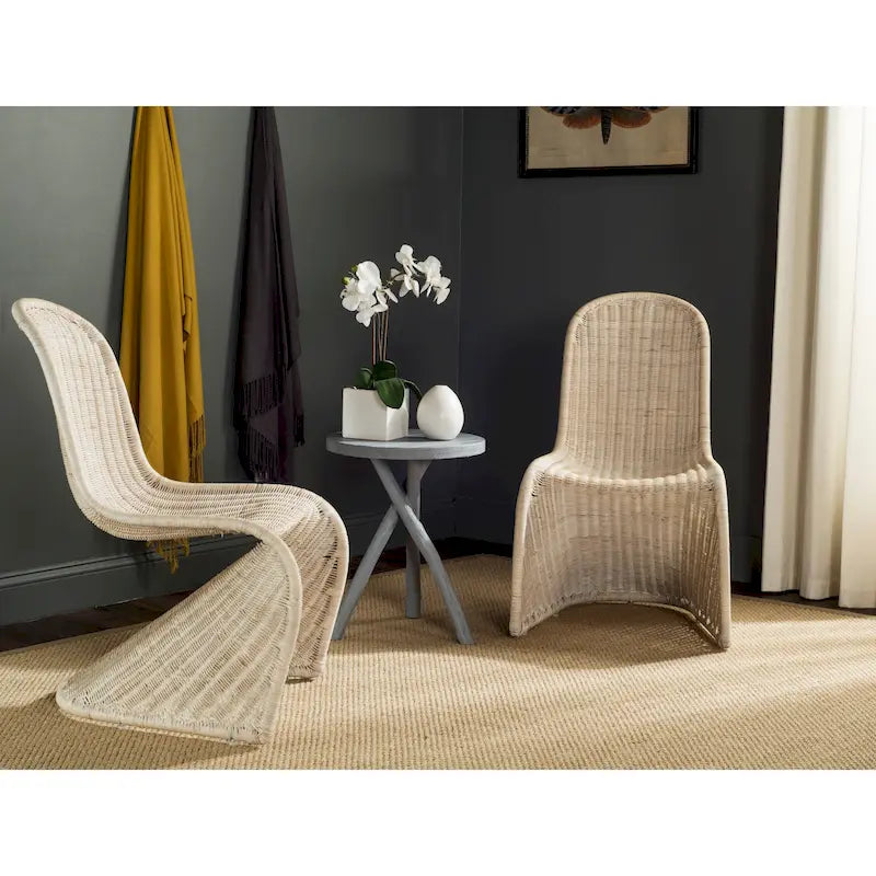 Chaise de salle à manger en osier gris (lot de 2) - 19Lx26Px35H
