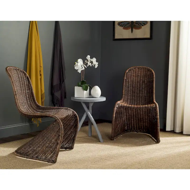 Chaise de salle à manger en osier gris (lot de 2) - 19Lx26Px35H