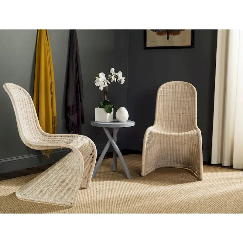  Baukje Grey Wicker Dining Chair (Set of 2) - 19Wx26Dx35H