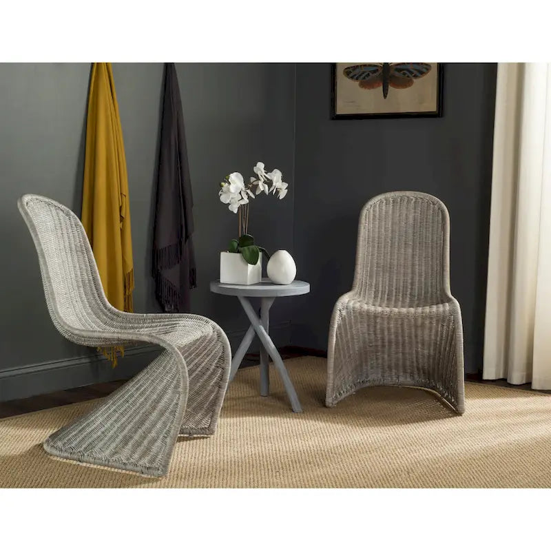 Chaise de salle à manger en osier gris (lot de 2) - 19Lx26Px35H