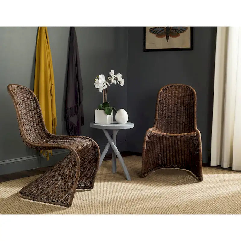 Chaise de salle à manger en osier gris (lot de 2) - 19Lx26Px35H