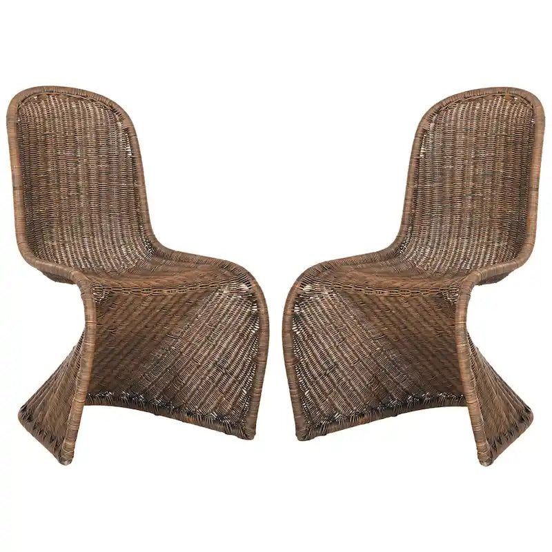 Chaise de salle à manger en osier gris (lot de 2) - 19Lx26Px35H