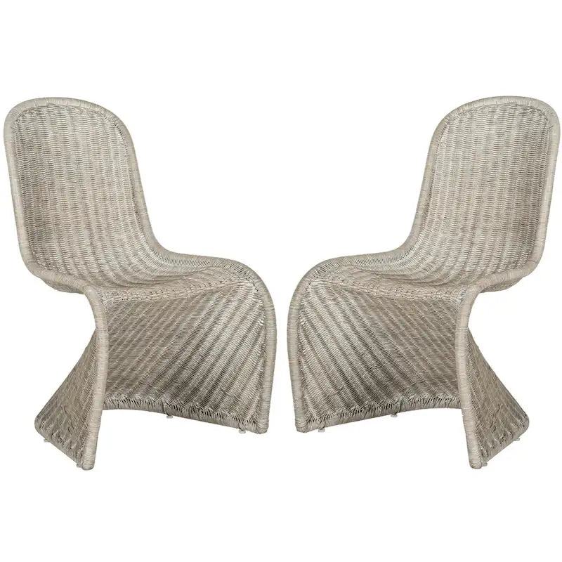 Chaise de salle à manger en osier gris (lot de 2) - 19Lx26Px35H
