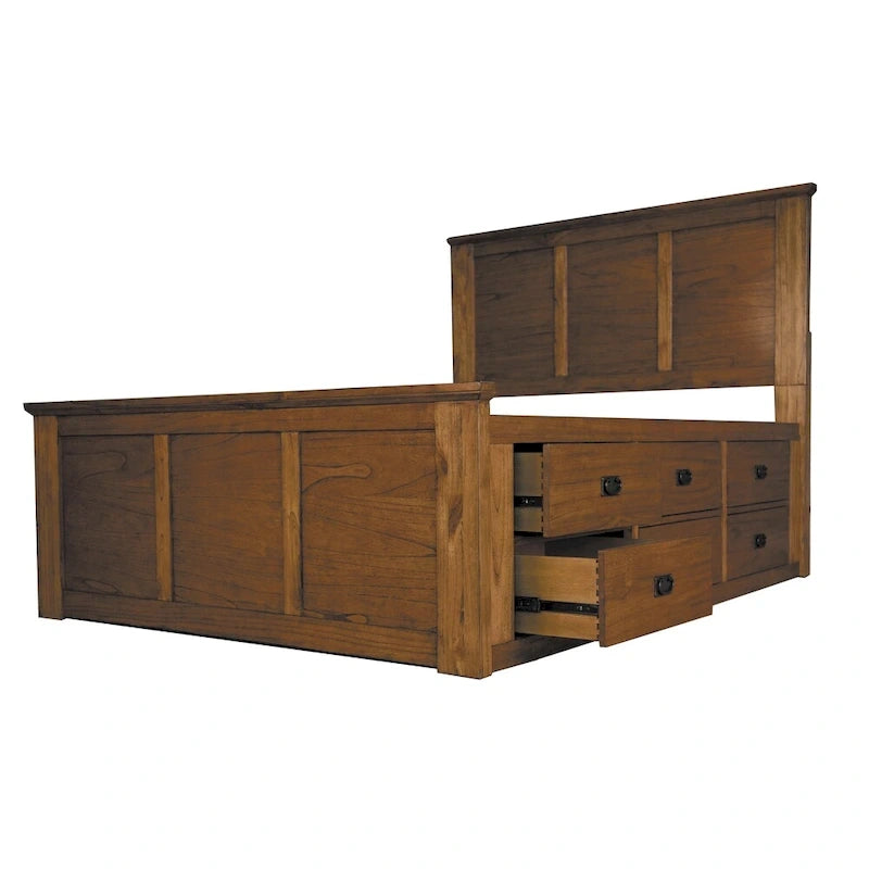 Ensemble de chambre à coucher 3 pièces en bois massif avec rangement, lit Queen