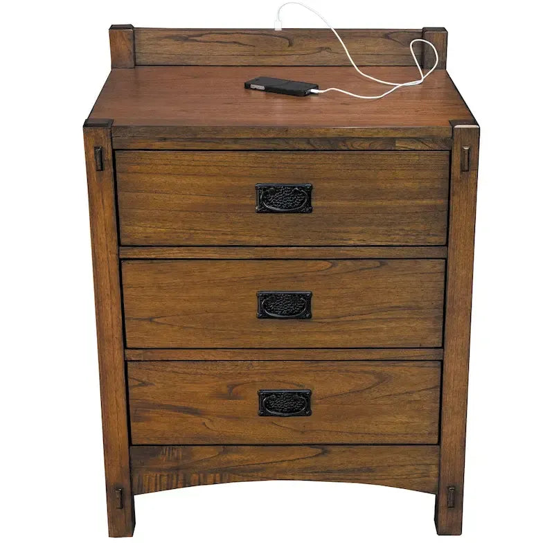 Ensemble de chambre à coucher 3 pièces en bois massif avec rangement, lit Queen