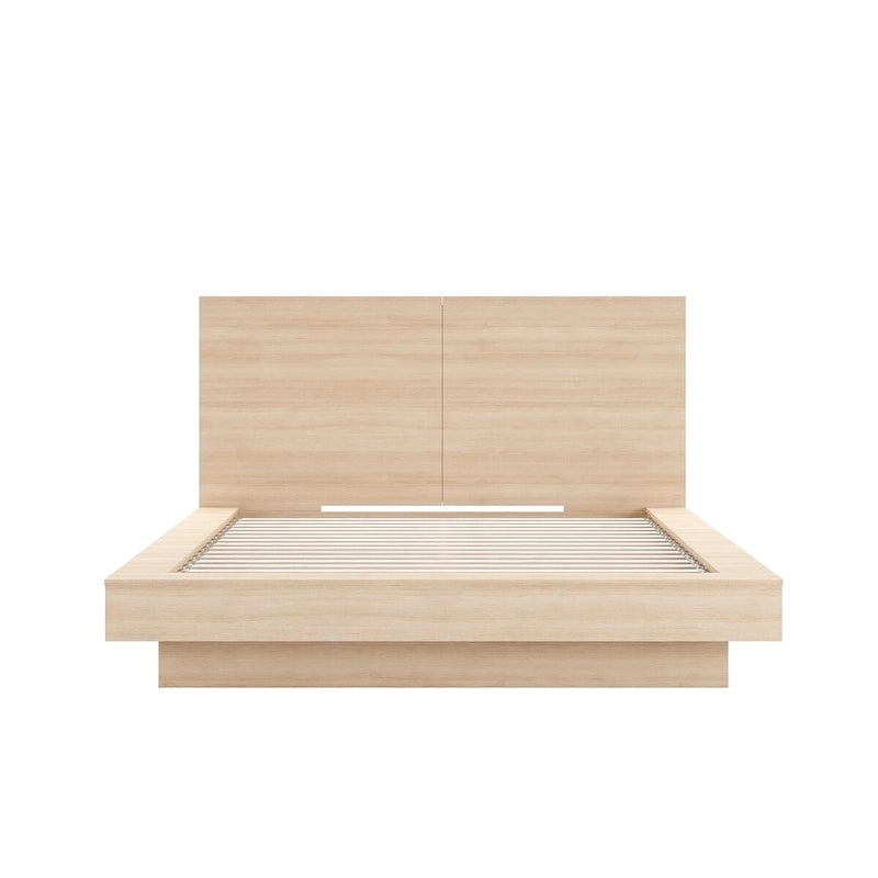 Lit plateforme avec tête de lit de rangement