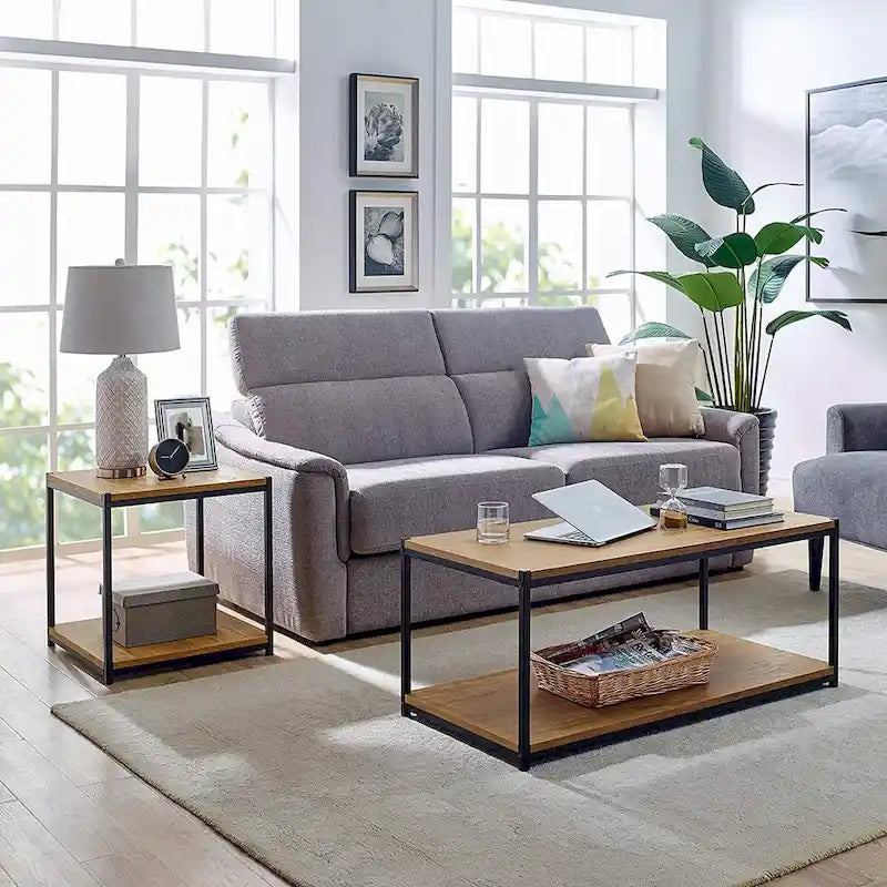Table basse Caffoz haute avec étagère de rangement