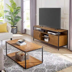 Table basse Caffoz haute avec étagère de rangement