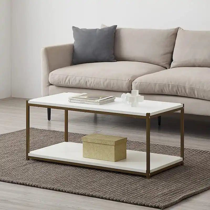 Table basse Caffoz haute avec étagère de rangement