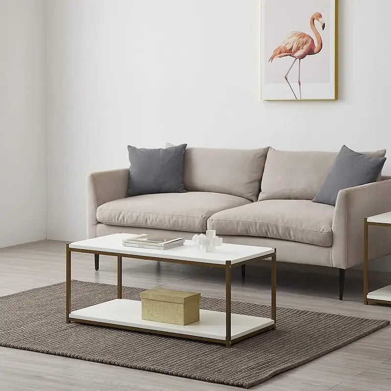 Table basse Caffoz haute avec étagère de rangement