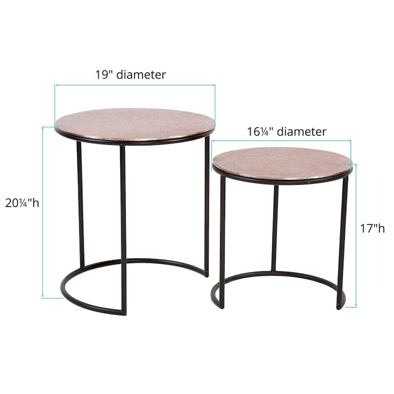 Lot de tables gigognes d'appoint rondes en cuivre