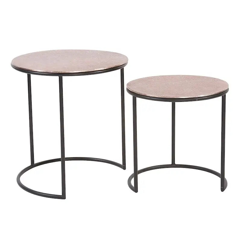 Lot de tables gigognes d'appoint rondes en cuivre