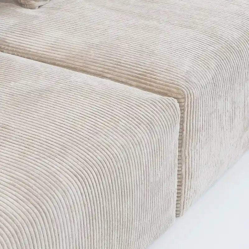 Canapé et causeuse profonds rembourrés en velours côtelé confortables avec pieds en bois et 4 oreillers