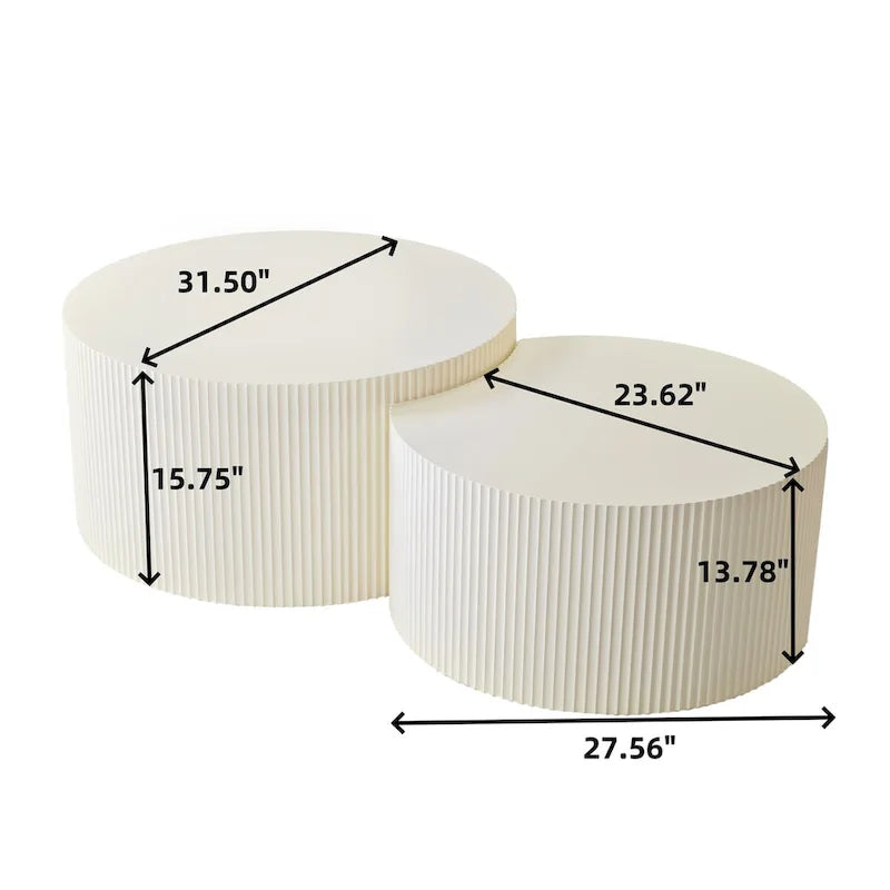 Ensemble de tables basses gigognes à rayures verticales